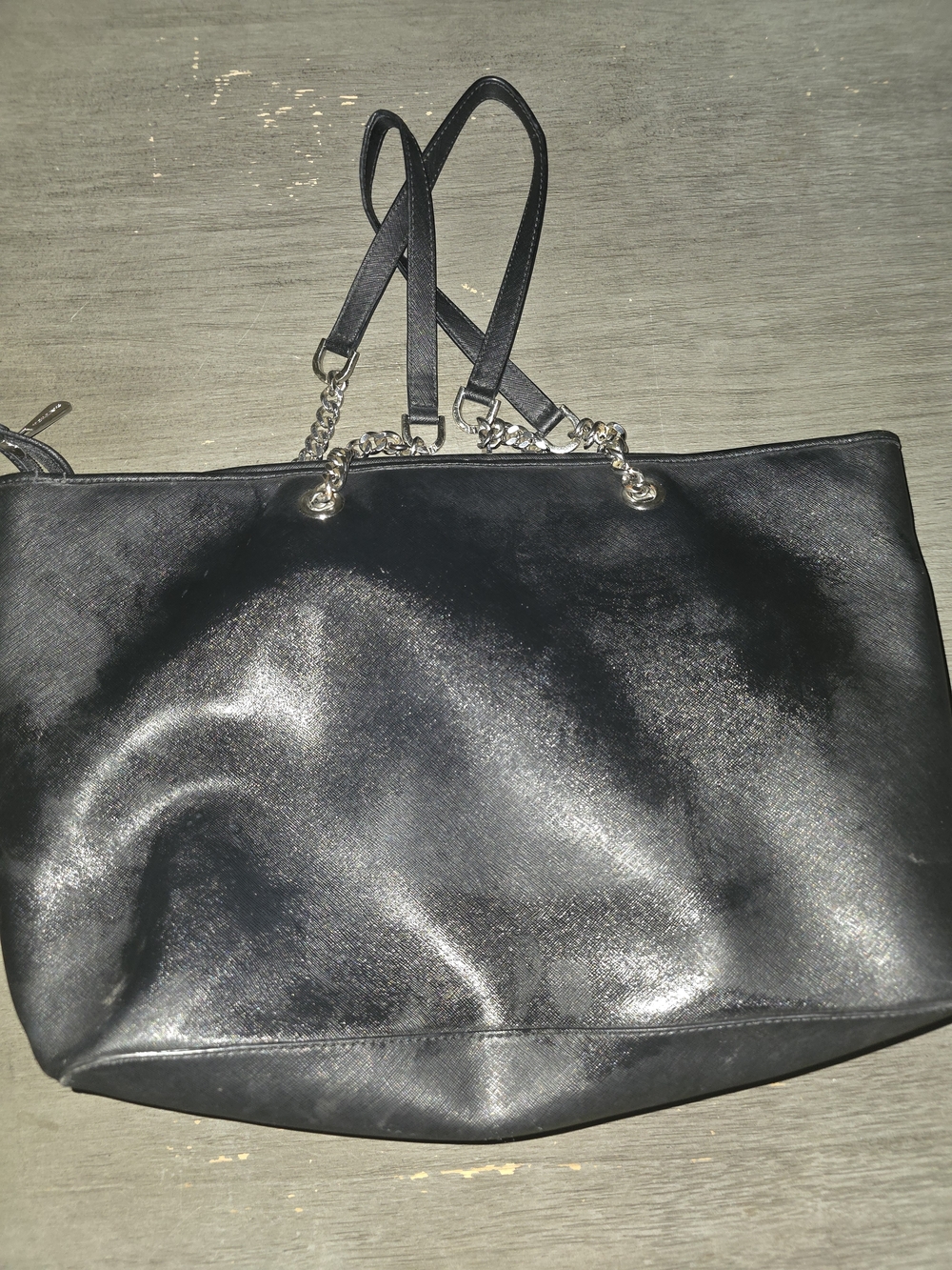 Michael Kors Black Leather Chain-Handle Tote - Picture 2 of 6